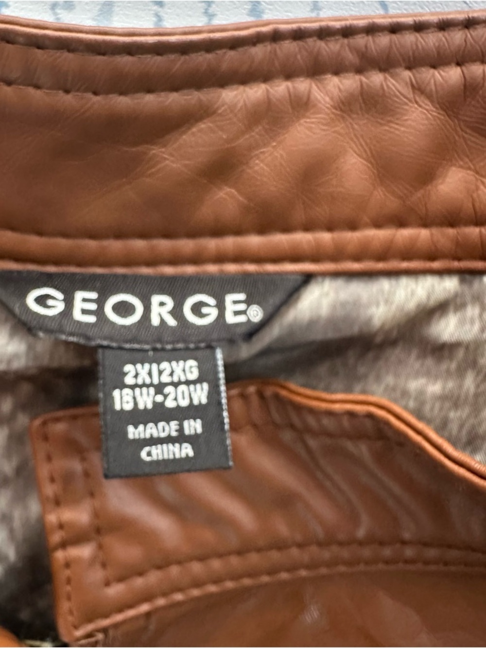 George Chestnut Brown Leather Zip-Front Jacket size 18W-20W - Picture 8 of 13